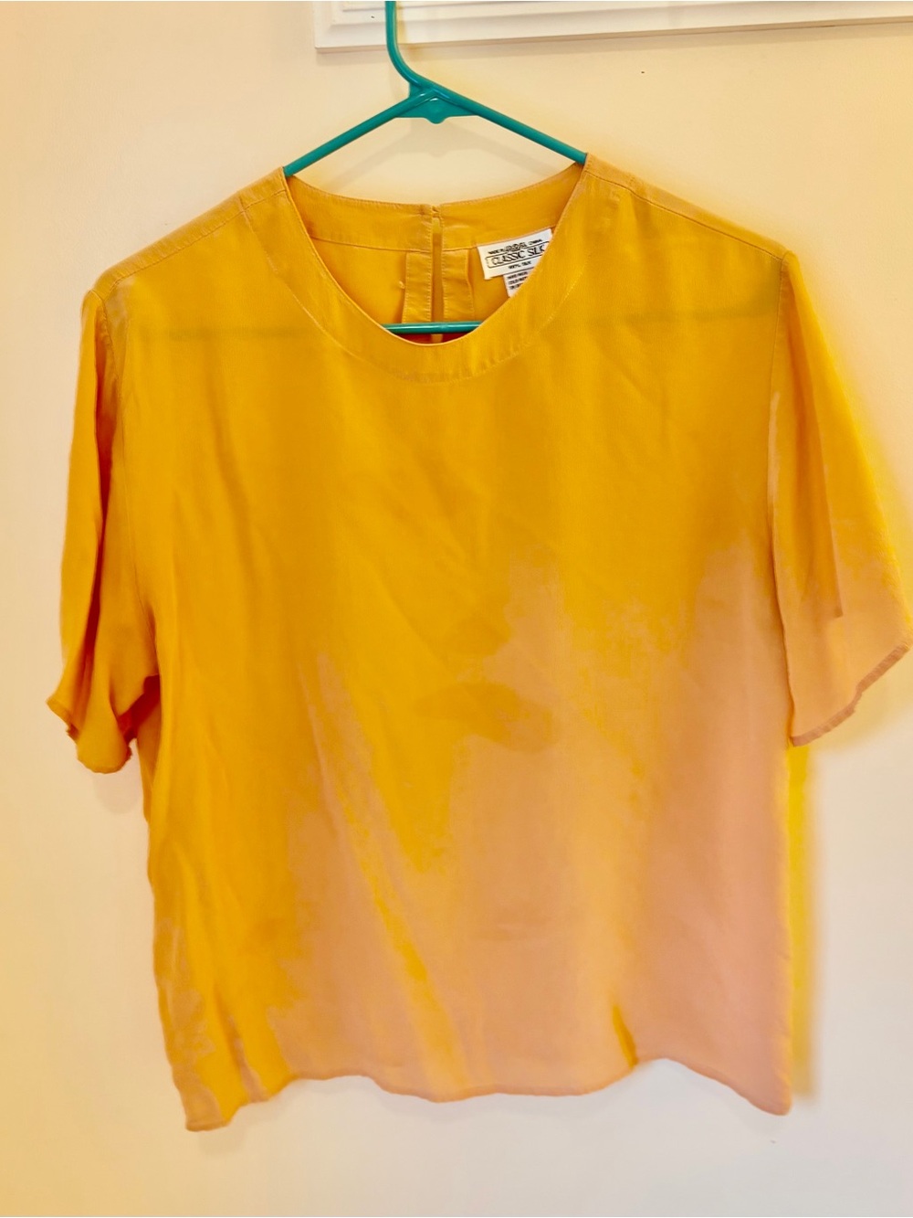 Classic tangerine Short-Sleeve Silk Blouse
